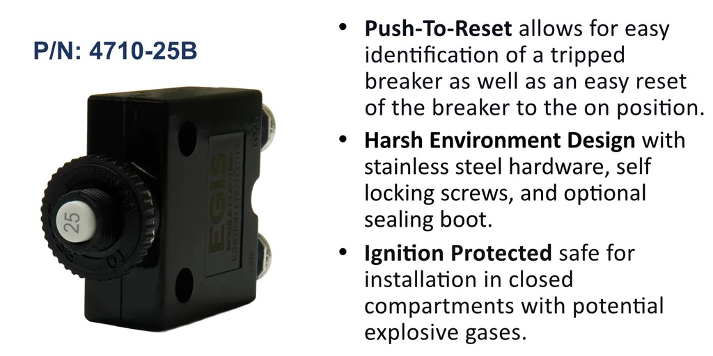 Egis Push Button Circuit Breakers - Screw Terminals